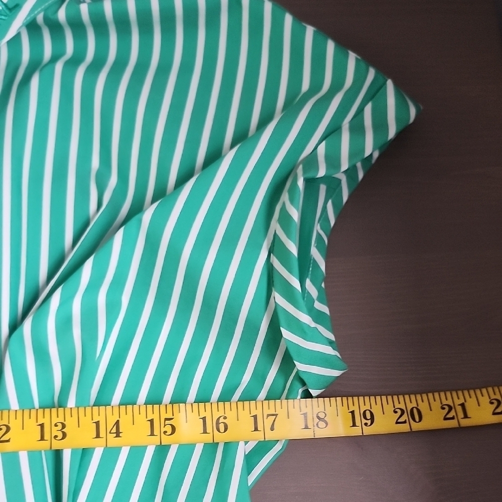 Karl Lagerfeld Green and White Striped Button-Down Shirt - Picture 12 of 14